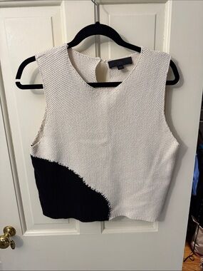 Zara Cream and Black Sleeveless Knit Tank
